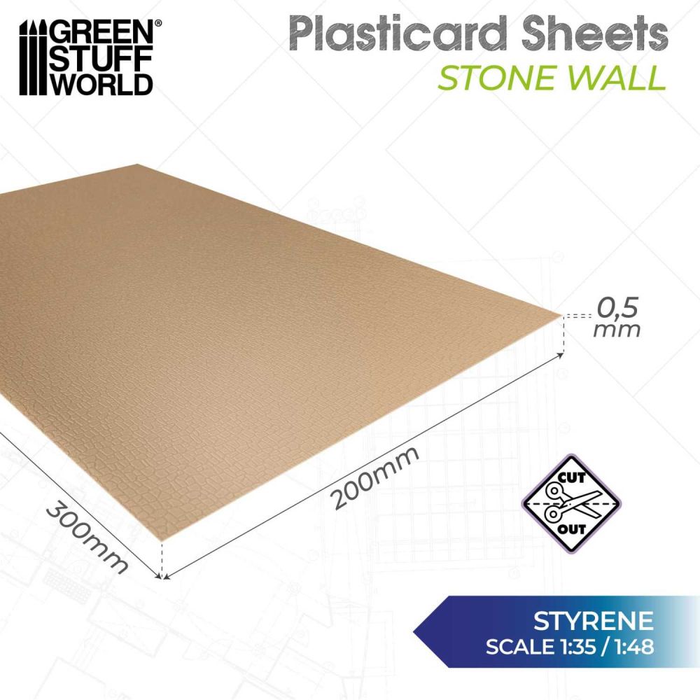 Plaque de Plasticard texturé - Mur en pierre