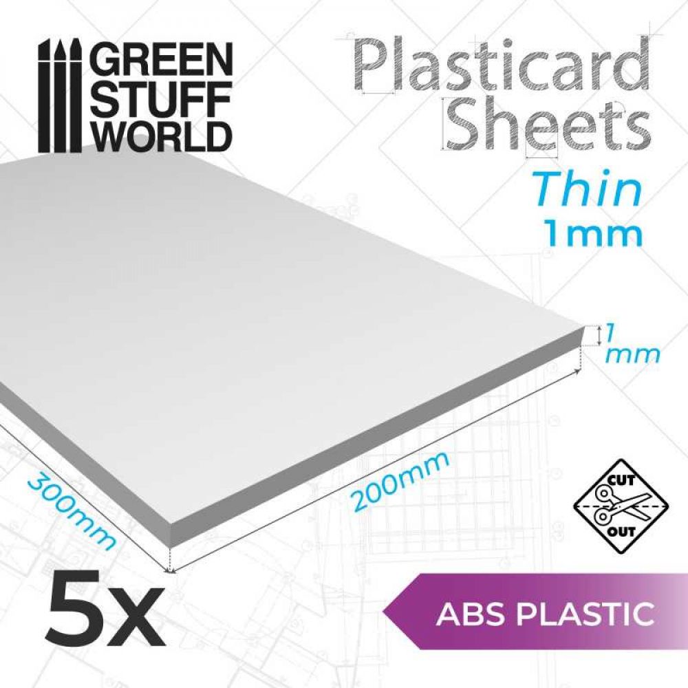 Plaque de Plasticard - 1 mm - COMBOx5 feuilles