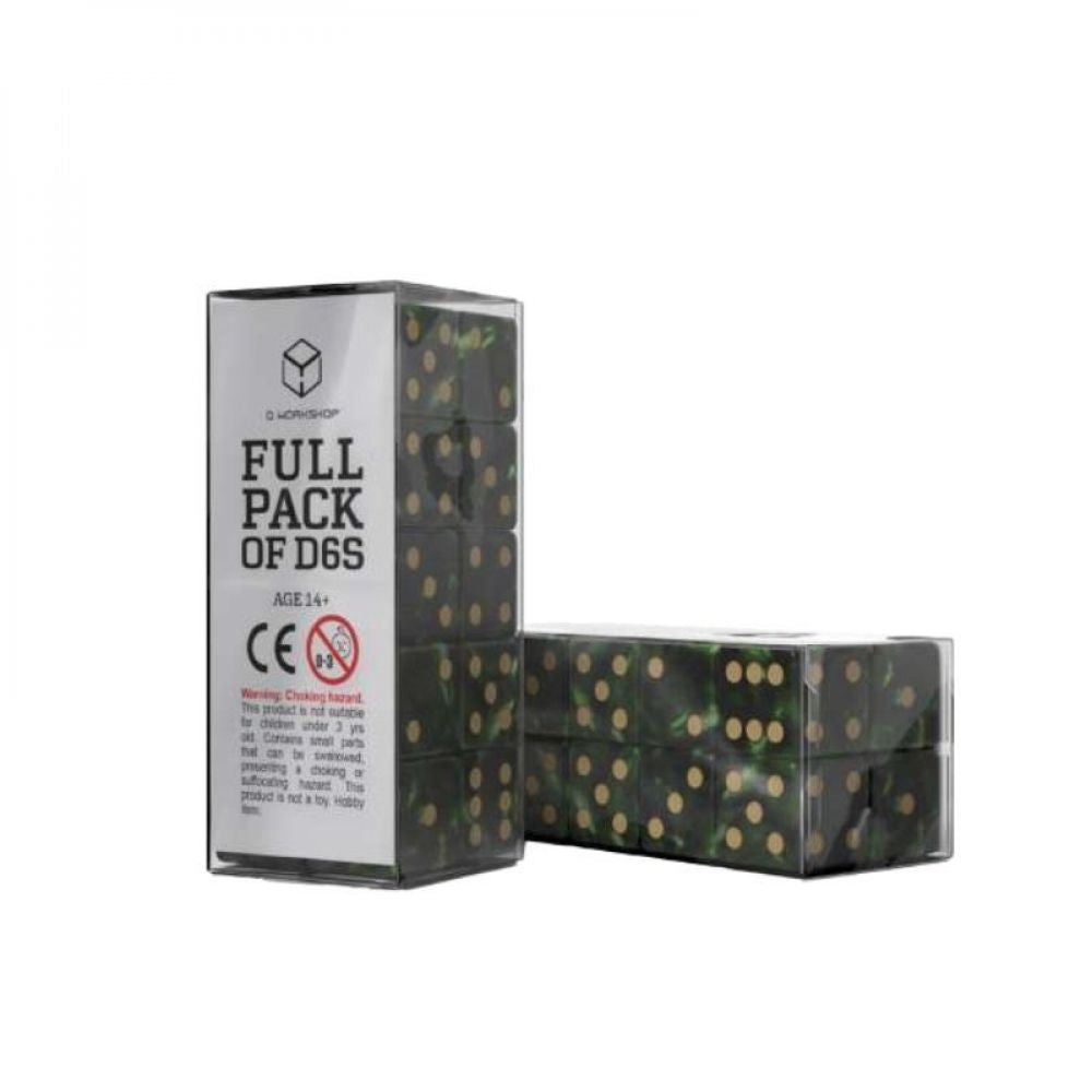 Pack de D6 - Vert Bouteille & Or