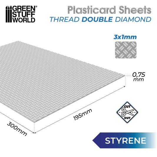 Plaque de Plasticard texturé DIAMANT DOUBLE