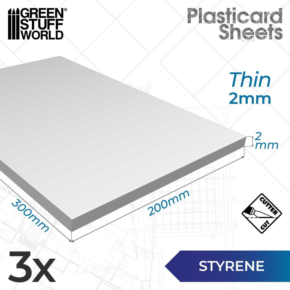 Plaques Plasticard 2mm Pack x3