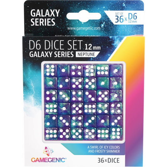 Galaxy Series -Neptune- Set de 36 Dés de 6 - 12mm