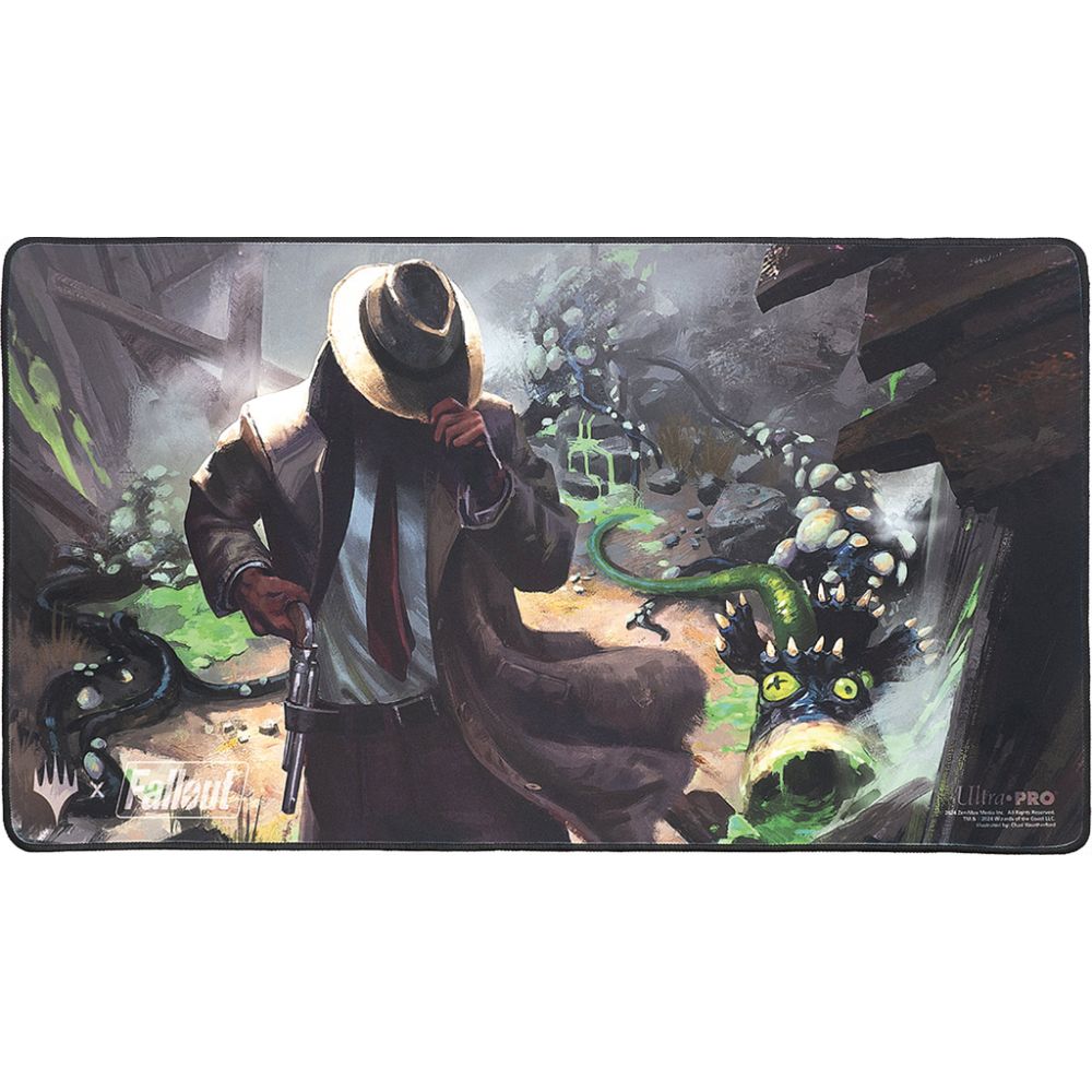 MTG : Fallout Black Stitched Playmat Mysterious Stranger