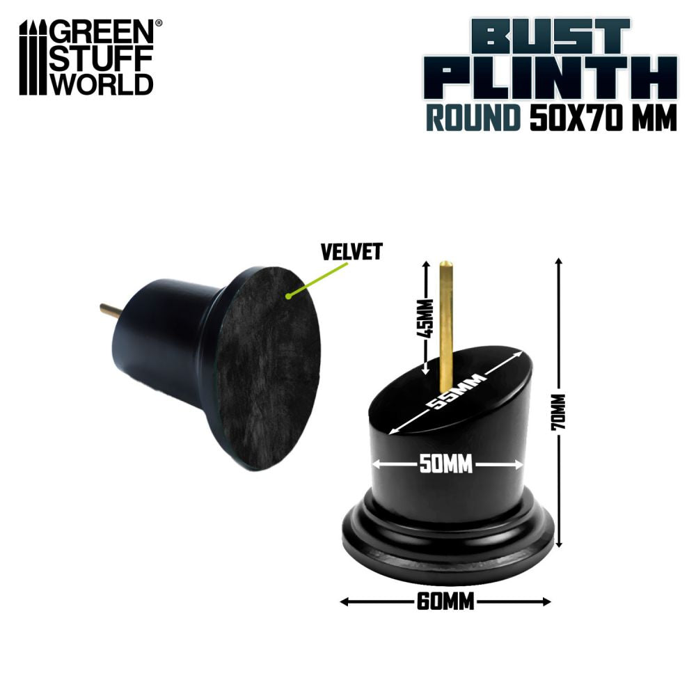 Socle Rond Bustes 5x5 cm Noir