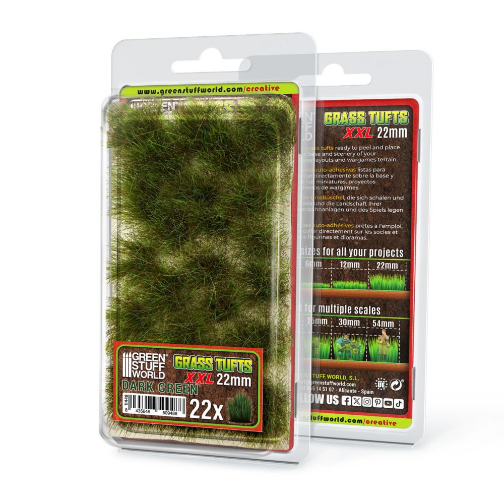 TouffesTouffes d'herbe XXL - 22mm - Auto-Adhésif - VERT FONCÉE