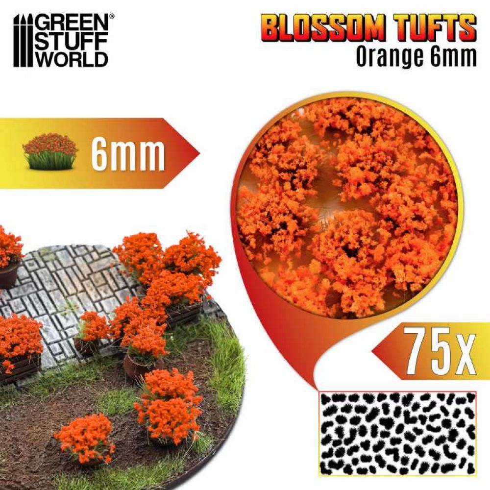 Soclages: Touffes de Fleurs - 6mm - Tufts - Fleurs Oranges